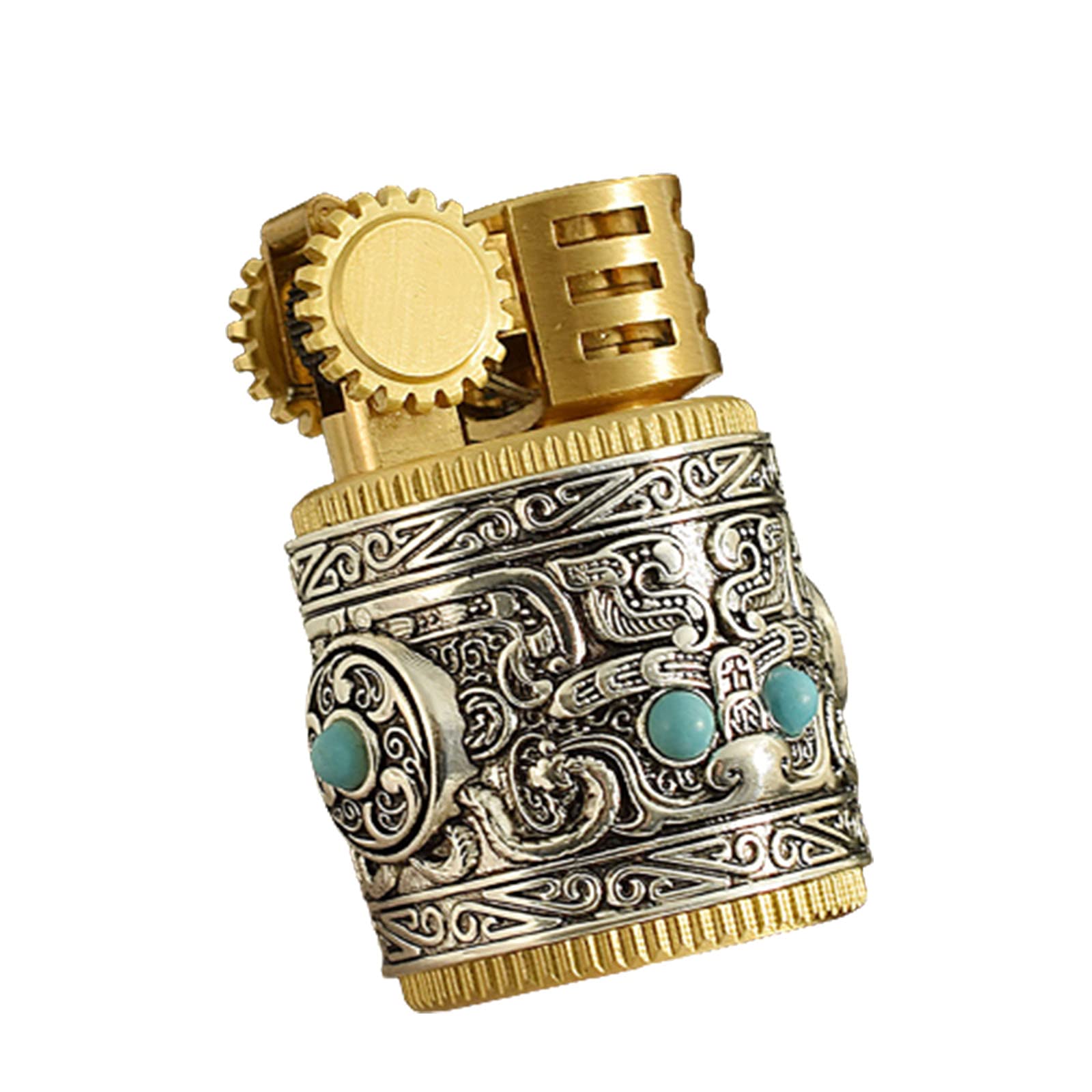 PENNY73 Mini Chubby Kerosene Lighter Handmade Heavy Duty Portable Vintage Brass Machinery Antique Lighter (No Fuel)