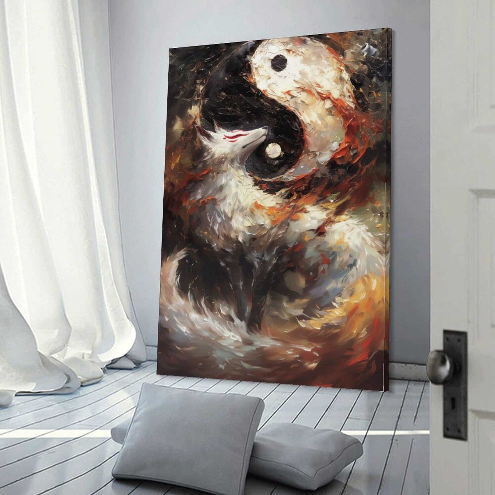 Affiche Yin et Yang Kitsune Fox pour remplacer un mur blanc vide - 6