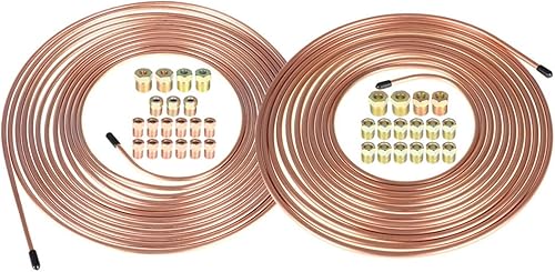 Miniatura 6 de waltyotur Kit de tubería de línea de freno flexible mejorado de 25 pies 14 y 316, rollo de tubo chapado en cobre (incluye 16 y 16 accesorios)