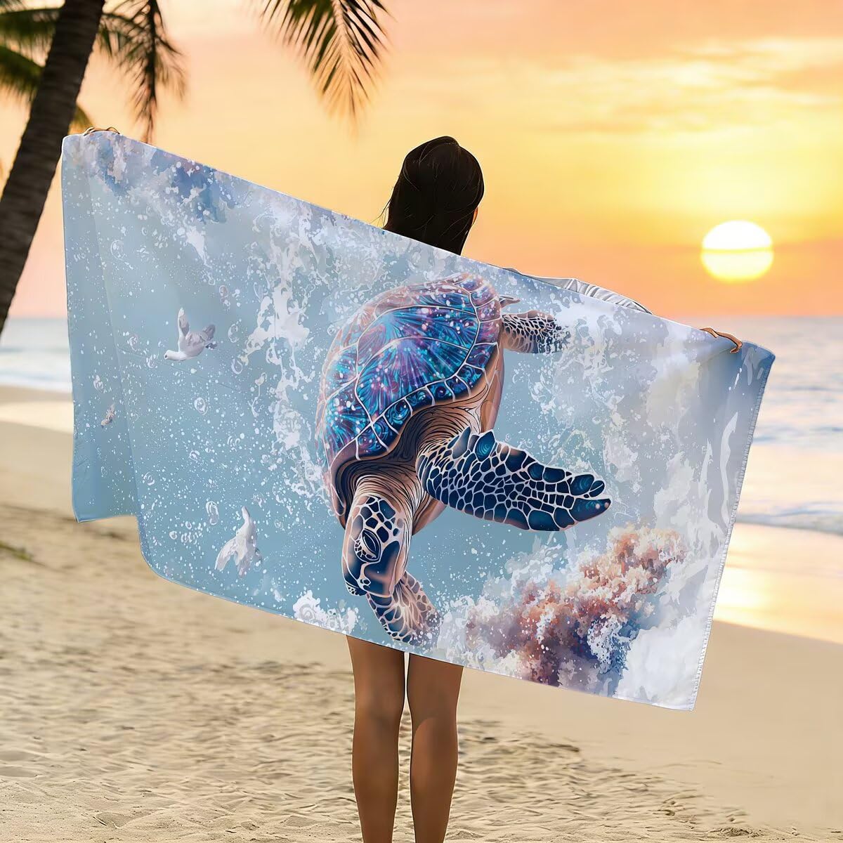 Ręcznik plażowy z mikrofibry, duży ręcznik plażowy 90 x 200 cm 2 sztuki, damski ręcznik gimnastyczny szybkoschnący, odporny na piasek ręcznik z mikrofibry, lekkie ręczniki na siłownię dla kobiet
