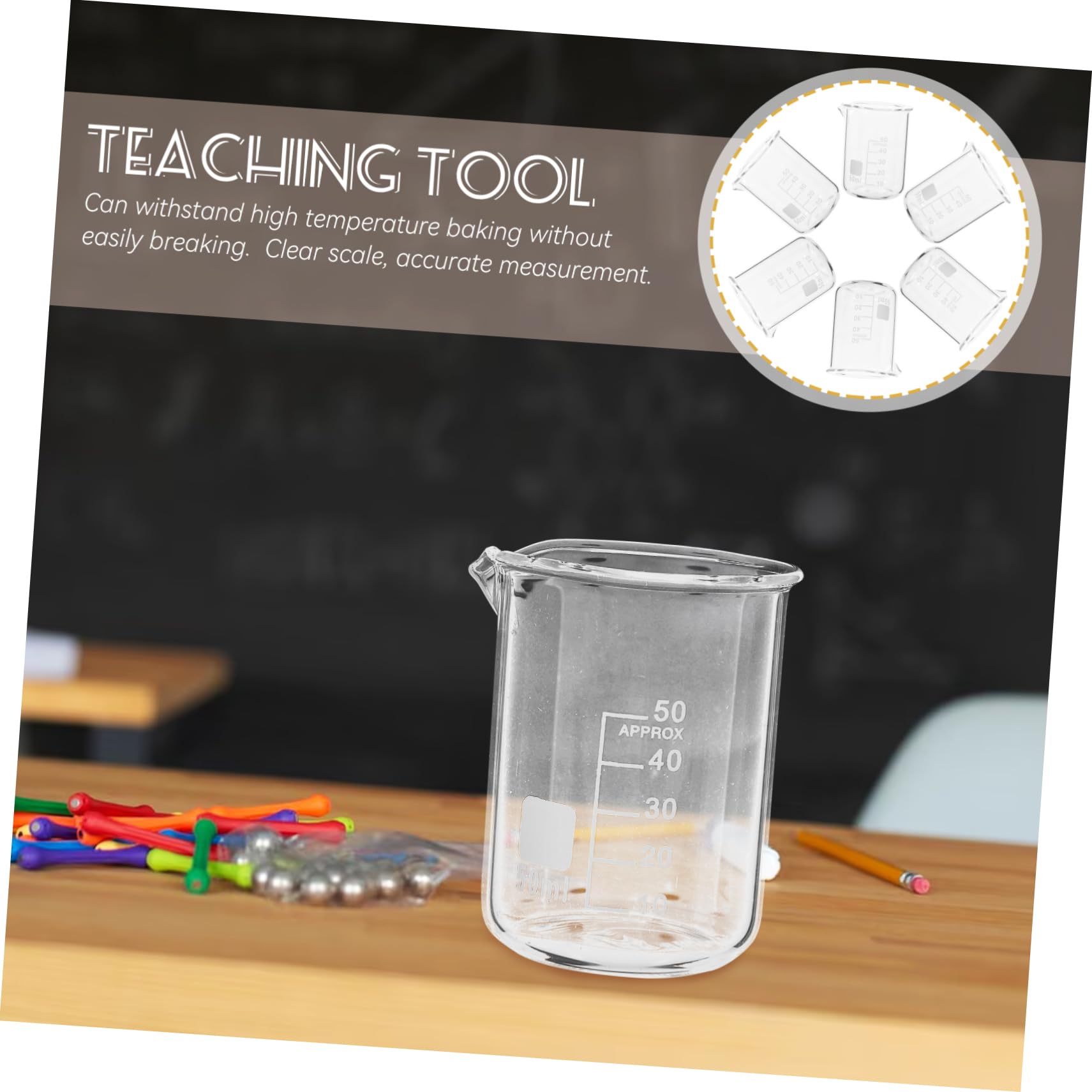 Vasos Medidores de Vidrio 50ml 6 Piezas Graduados para Laboratorio | Escala Clara, Resistencia a Altas Temperaturas, Medición Precisa y Vertido Suave para Líquidos y Pintura