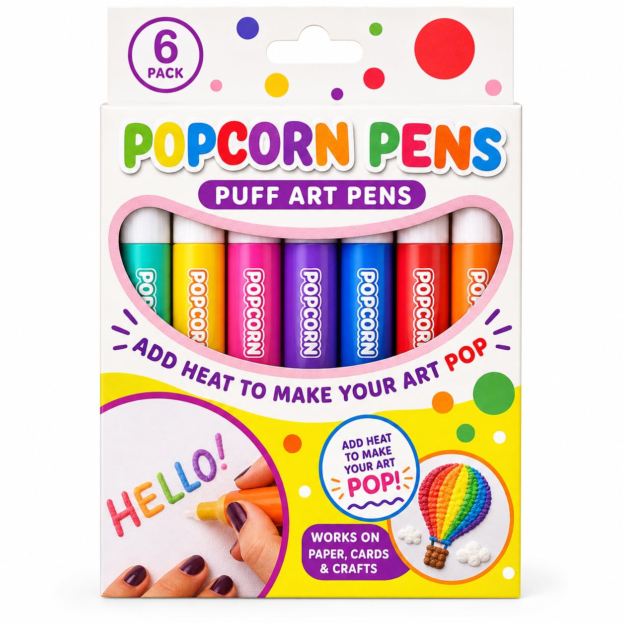 Lot de 24 stylos à popcorn 3D Puff Art