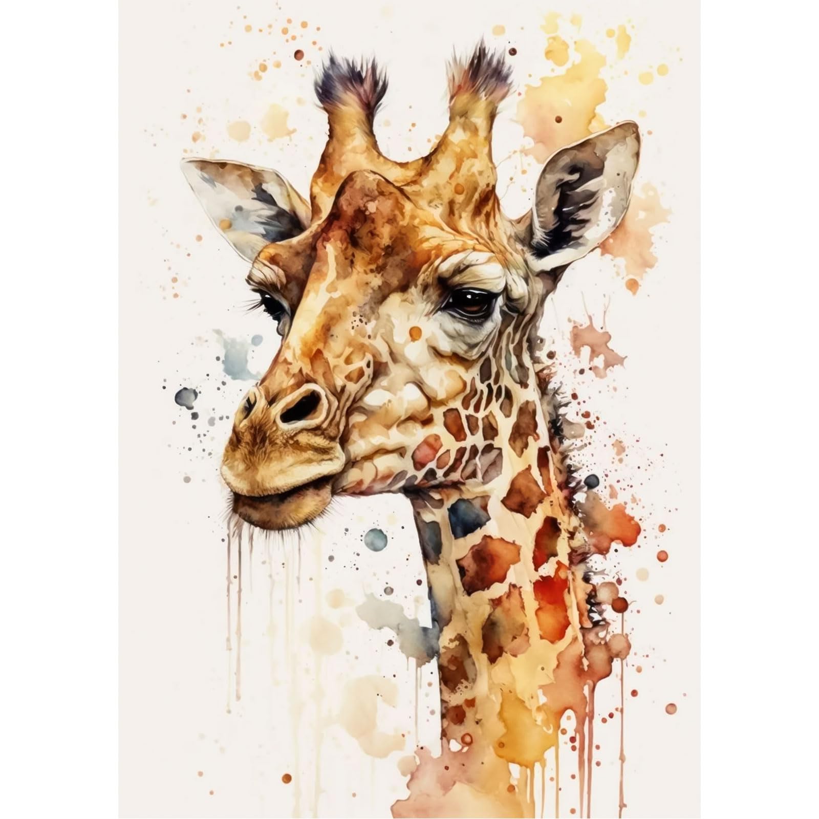 RICUVEDGiraffe Diamond Painting Kits Animal for Adults,Animals 5D DIY Full Drill Round Giraffe Diamond Art Gem Painting Diamond Painting for Home Decor 30x40cm