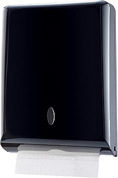 Commercial Paper Towel Dispenser Wall Mount, Holds 500 Multifold, Trifold, Z Fold, C Fold Hand Towels for Bathroom/Restroom, Office, Shop, or Home Black