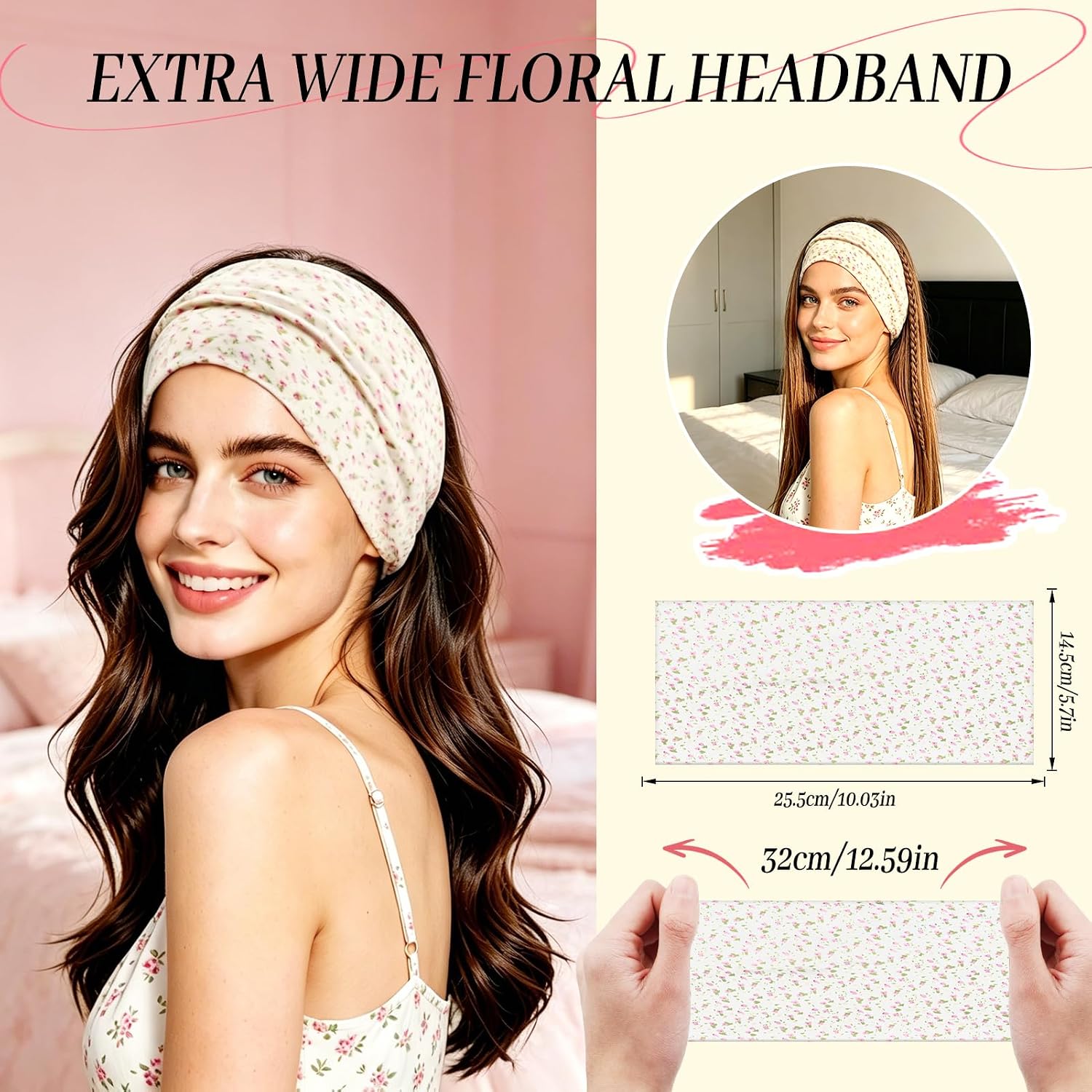 ZLFSRQ 6Pcs Cute Headbands for Women Outfits, Floral Extra Wide Head Bands image 2