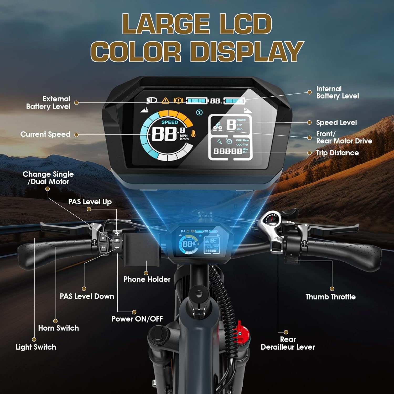 EDIKANI TOP-D80 Electric Bike for Adults, Max 160 Miles 1976WH Dual Battery Fat Tire Ebike, 48MPH Peak 5000W Dual Motor E Bike for Adults Electric, 26" Commuter Electric Bicycle with Full Suspensions