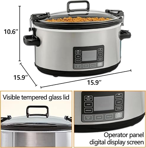 Miniatura 7 de Olla de cocción lenta programable de 7 cuartos de galón, para tamaño familiar de 6 a 8 personas, para asados de 6 a 8 libras, pavo, entradas,