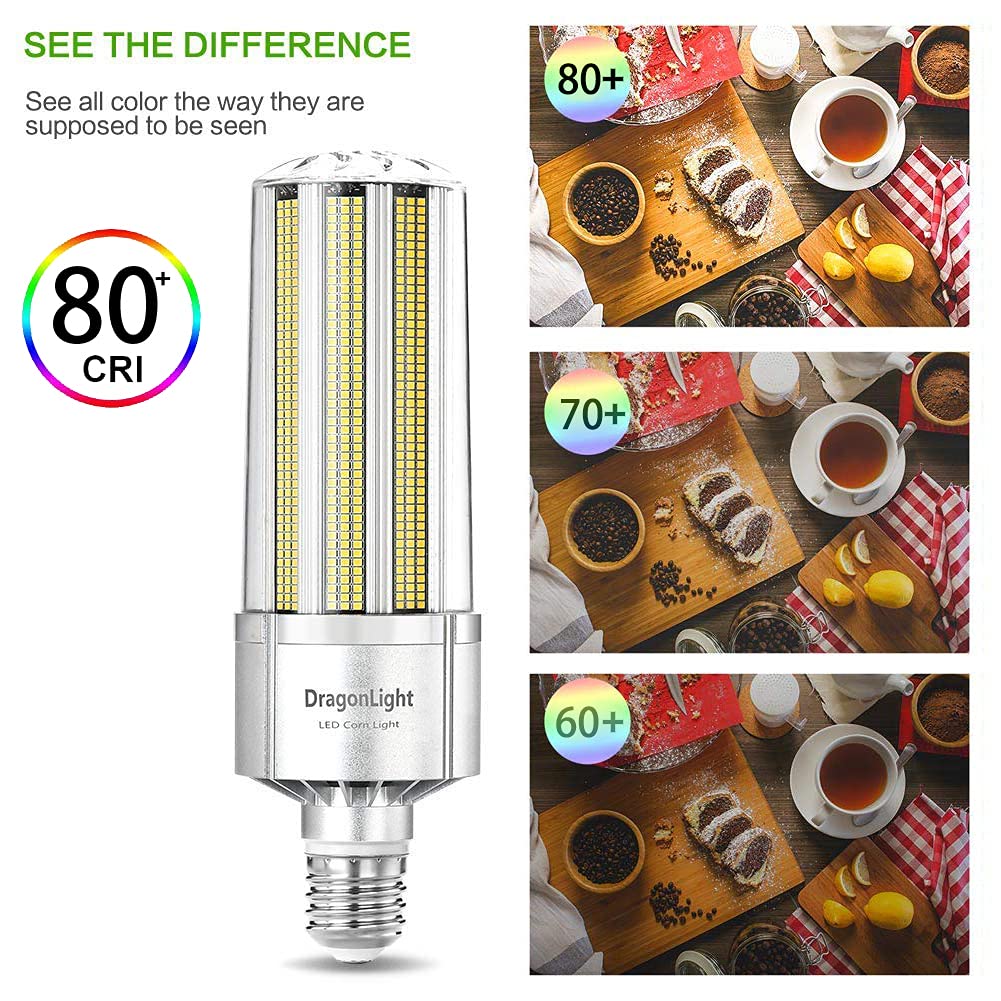 DragonLight 200W Superhelle Mais Licht LED Glühbirne(Ersetzt 1200Watt) - E40 Edison LED Lampe 5000K Kaltweiß 27000 Lumens für Großes Gebiet Beleuchtung - Garage Lagerhaus Werkstatt Hof