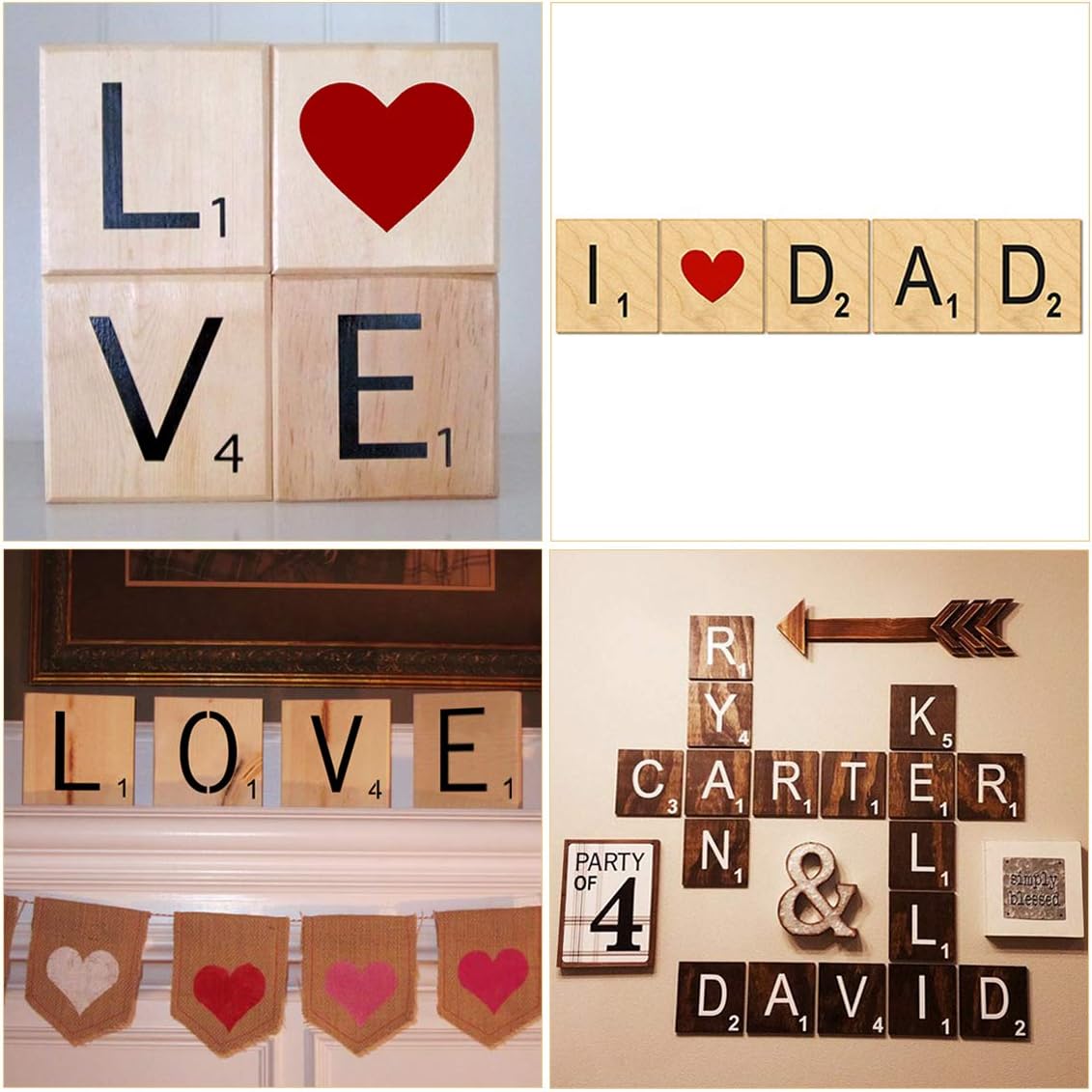 Scrabble Tile Letter Stencils 4 Inch - 28 Pack Scrabble Style Alphabet Stencil Templates for Painting on Wood, Reusable Plastic Stencils for Crafts Making & Wall Art Decorations