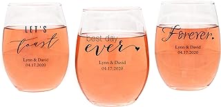 WEDDINGSTAR Personalized Small Stemless Wine Glass 9oz - 24 pack