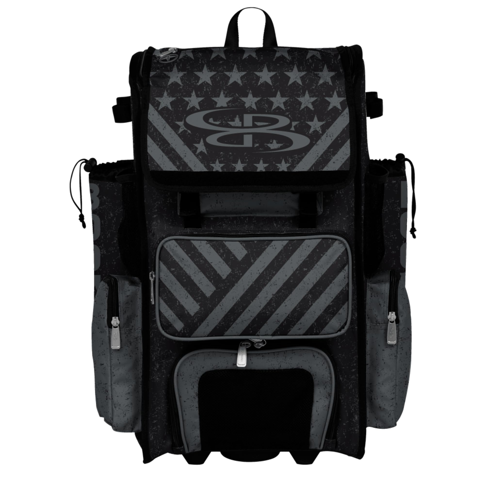Boombah Superpack Hybrid Rolling Bat Bag - Wheeled & Backpack Version - USA Siege Charcoal/Black