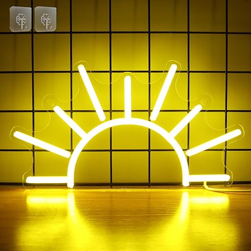 Attivolife Letrero de neón para decoración de pared, luz de neón de puesta de sol amarilla dorada con alimentación USB regulable, luz LED para