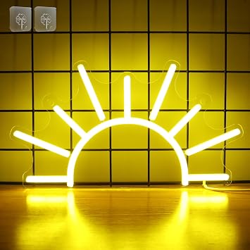 Attivolife Sunrise Neon Sign for Wall Decor, Sunset Night Light with Dimmable, Light up Sun LED Acrylic Bedroom Home Lamp, Best Gifts for Birthday Party Christmas Wedding Bar AestheticGolden Yellow