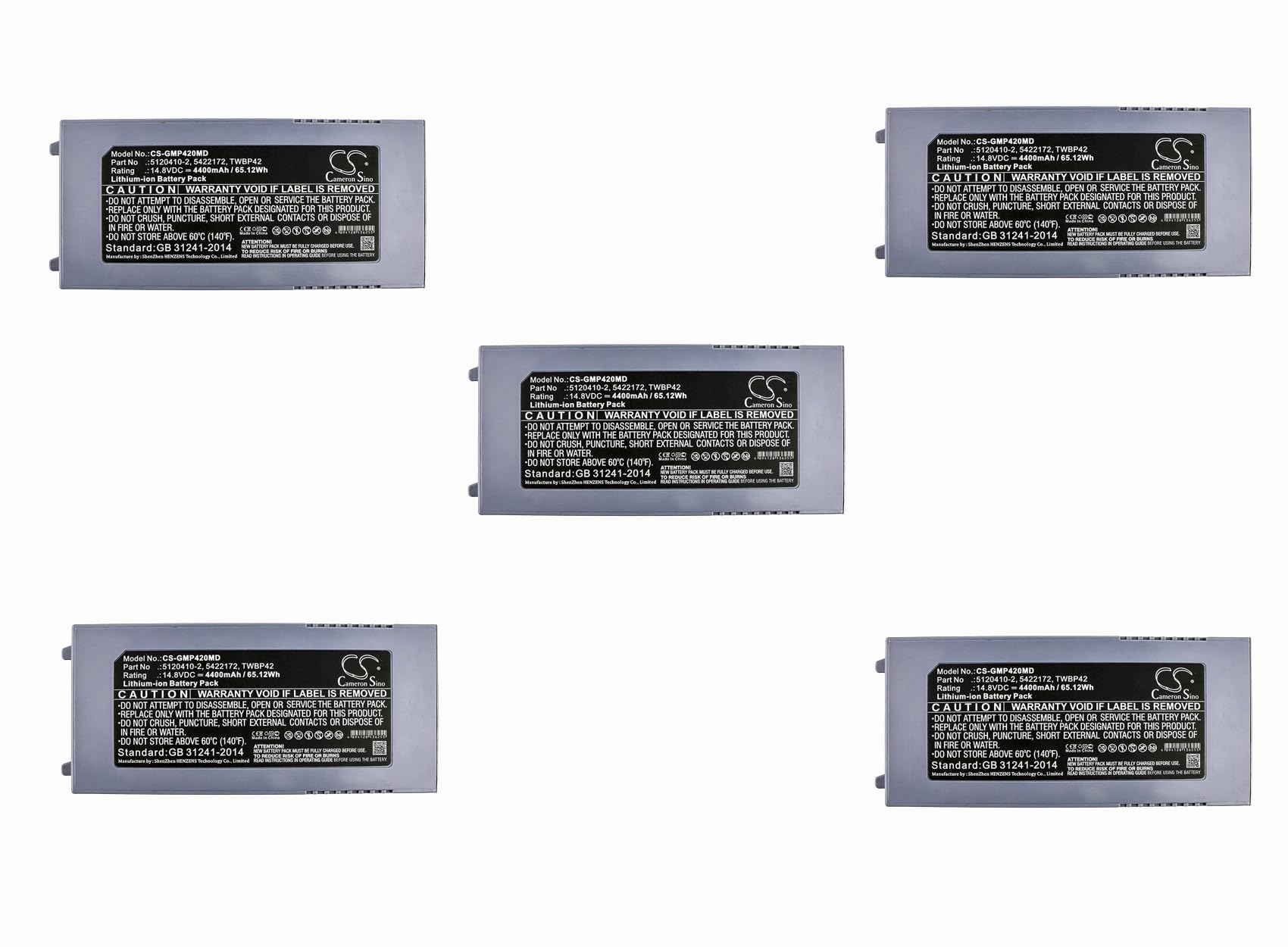 (5 Pack) XSP Battery for GE Logiq E, Logiq I, Ultrasound Machines PN 5120410-2, 5422172, TWBP42