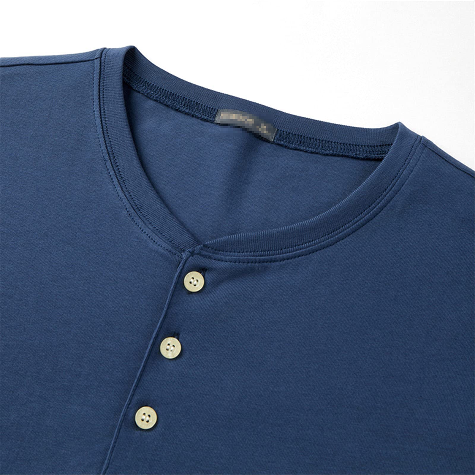 Cotton Clothing Solid Herren T-Shirt Langarm Basic Tee Frühling Henley T Shirt Top Plus Size, seeblau, XL