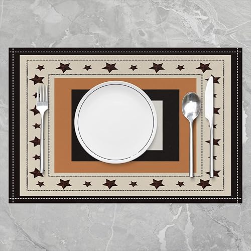 Miniatura 6 de jejeloiu Juego de 4 manteles individuales de piel de vaca, con estampado de piel de animal y vida silvestre occidental, manteles individuales con