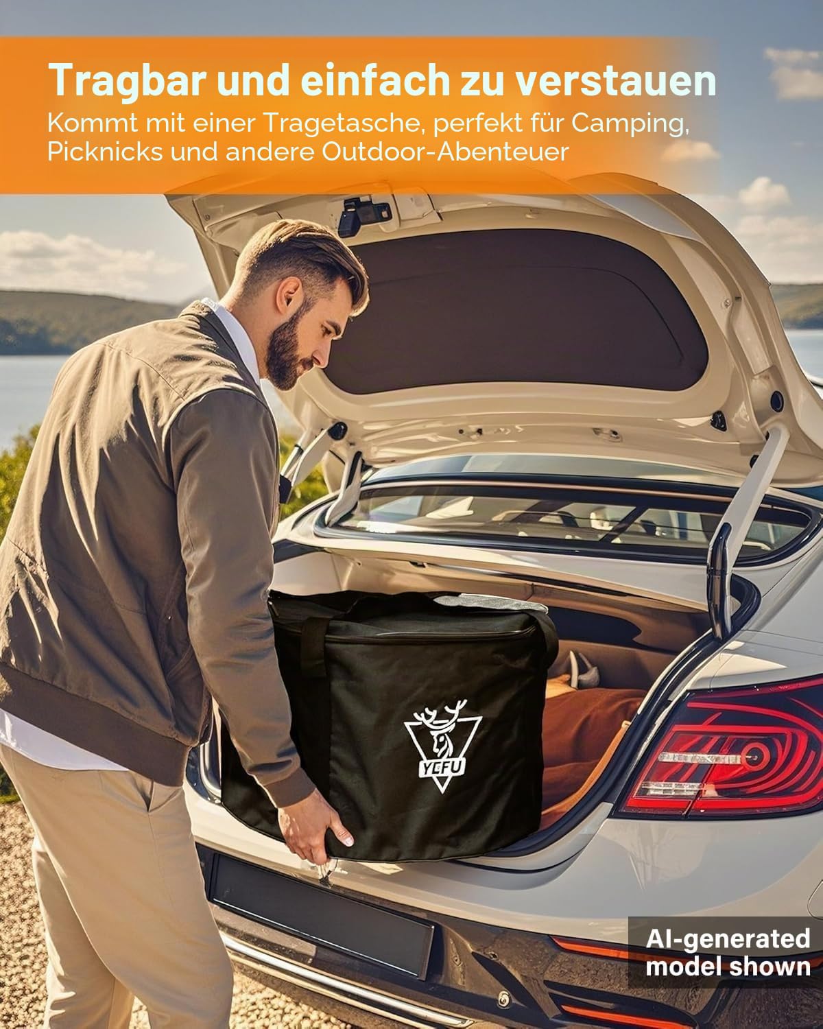 Generic Rauchfreie Feuerstelle, Tragbare Kamine für Camping auf der Terrasse im Freien, Feuerstelle Edelstahl 304 mit Abnehmbarer Aschepfanne, Ständer und Reisetasche,48CM x37CM, Sliver