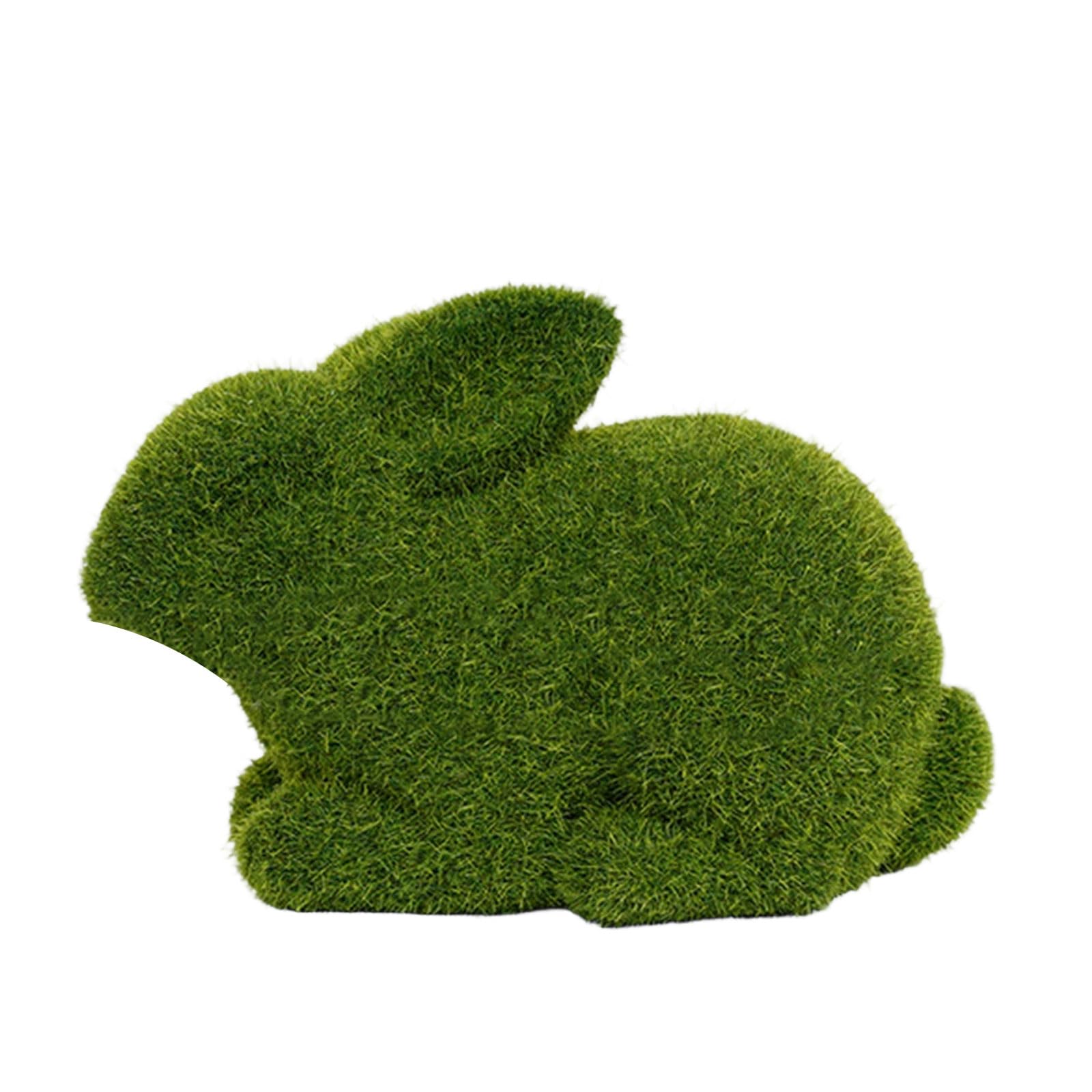 SHINLHUA Solar Charging Flocking Easter Bunnies Statue for Garden Parties Decor Solar Charging Green Flocking Easter Bunnies Statue Decors