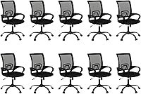 Vista 9 de Bonzy Home Juego de 2 sillas ergonómicas de oficina, sillas de sala de conferencias con ruedas, silla de escritorio de malla para computadora