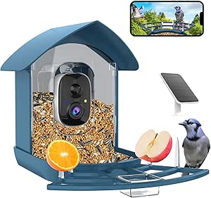 Bird Feeder with Camera,FHD Live View Video,Smart WiFi Bird Feeder Camera with Solar Panel,AI Birds Identification,IP65 Waterproof Birds House with Cam,Instant Arrival Alerts,Ideal Gift for Fathers asin的图片