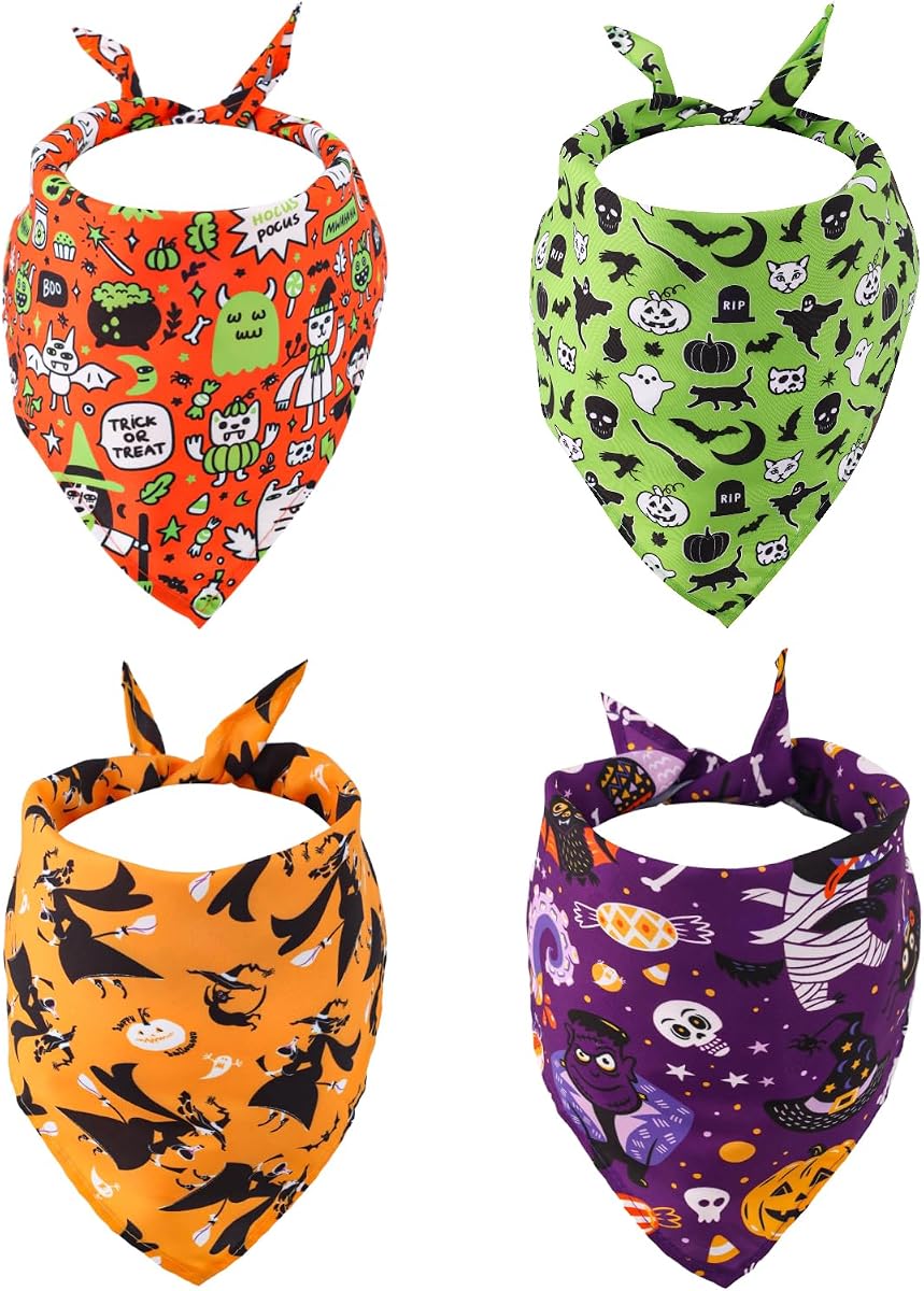 4 Uds Bandana para Perro de Halloween