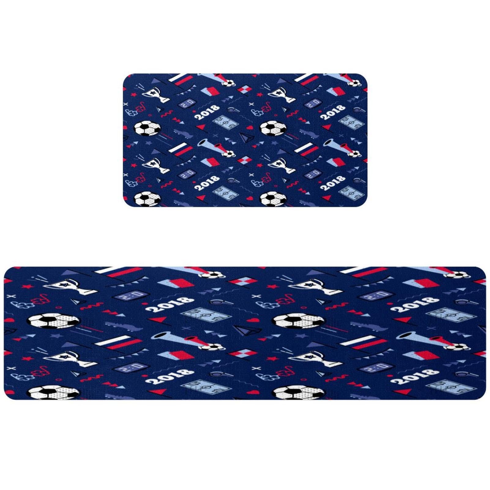 Tapete de cocina de fútbol de 2 piezas alfombra lavable para lavandería y pasillos