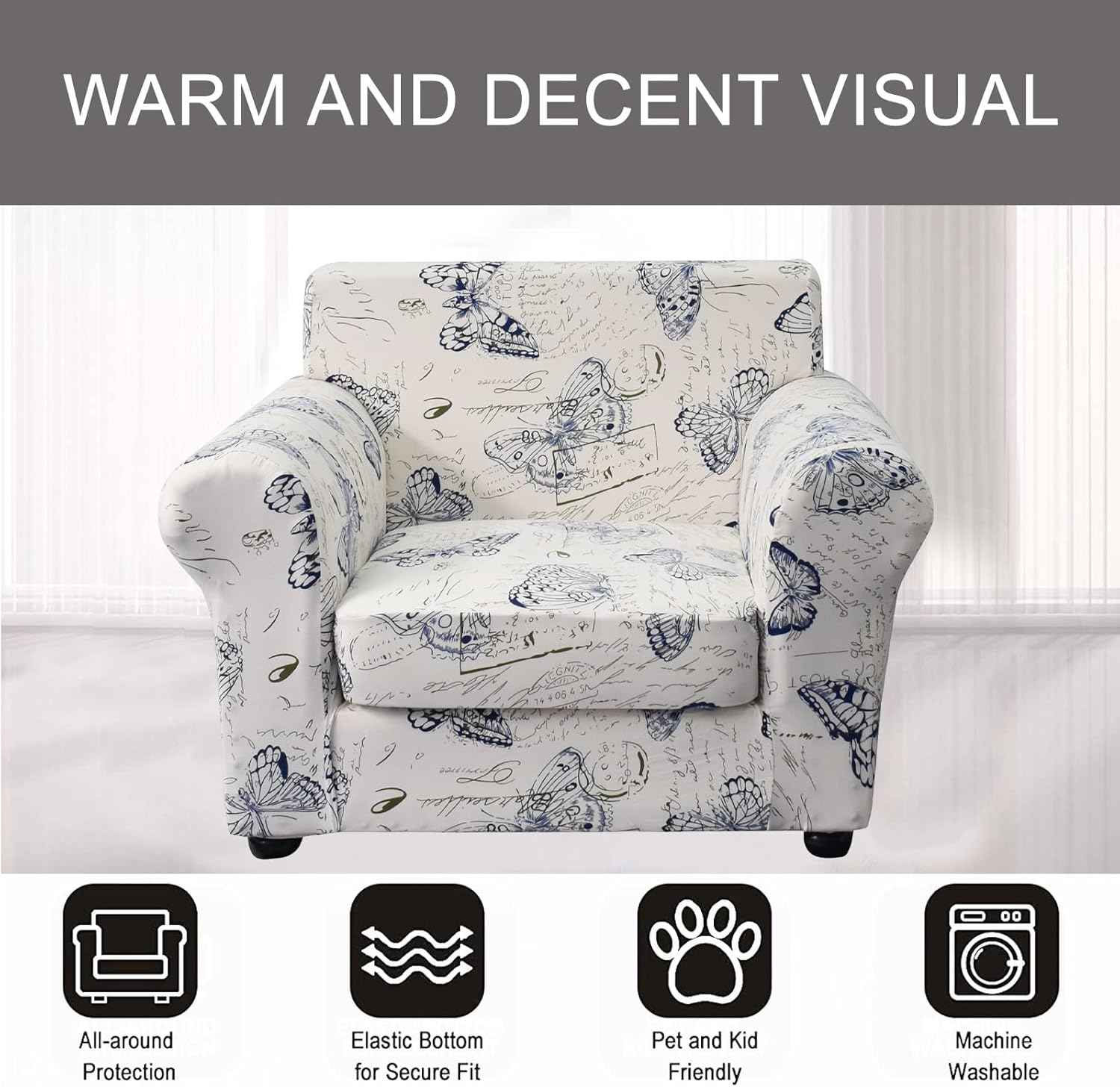NILUOH 2-Piece Couch Chair Cover Stretch Printed Armchair Cover with Separate Seat Cushion Armchair Slipcover with Elastic Bottom Furniture Protector Decorative for Home Holiday Ceremony (Small,07) : Home & Kitchen