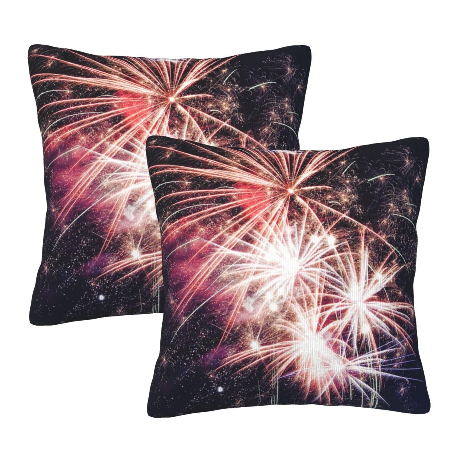 Taies d'oreiller carrées Explosion Firework en tissu doux et lavable