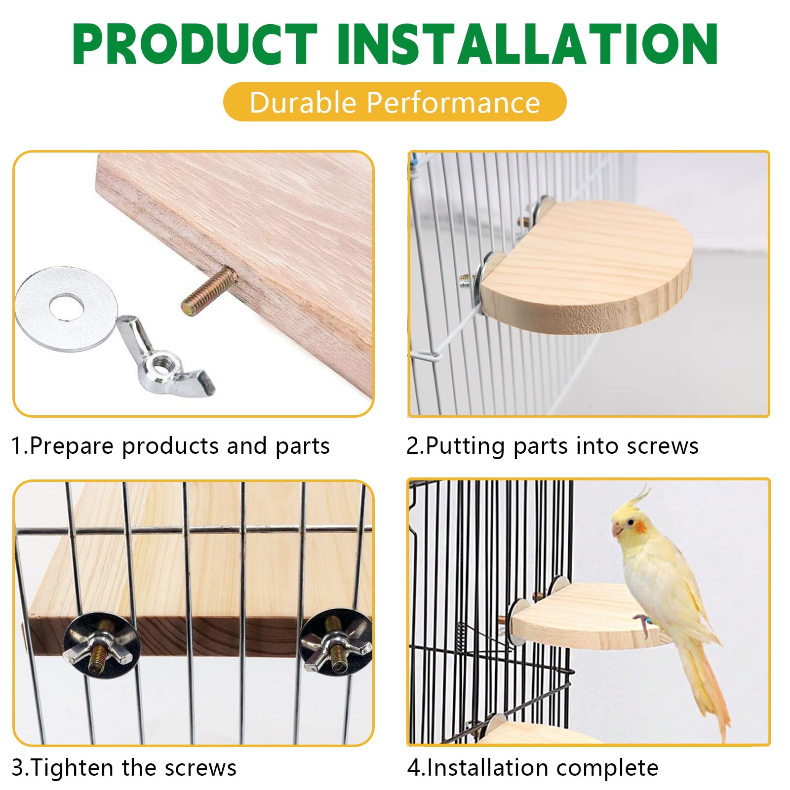 2 Pcs Bird Platform, Pet Platform, Climbing Platform, Bird Flat Wooden Stand, Bird Wooden Stand Rest Place, Parrot Bird Perch - Image 4
