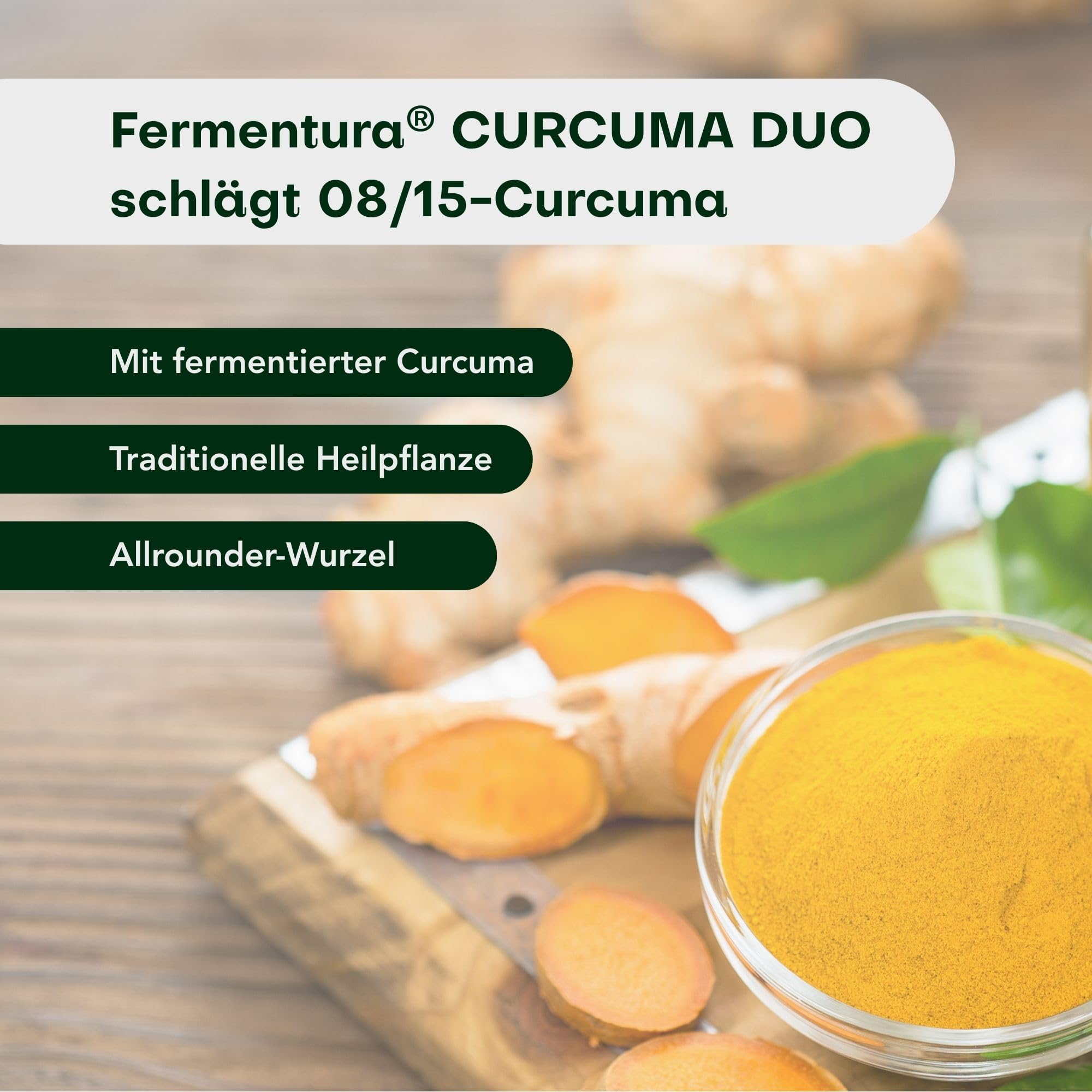 Fermentura® CURCUMA DUO | Hochdosierte Kurkuma-Kapseln mit fermentiertem Curcuma-Granulat | Mit Selen & Phosphatidylserin | 30 vegane Kurkuma-Kapseln ohne Zusätze