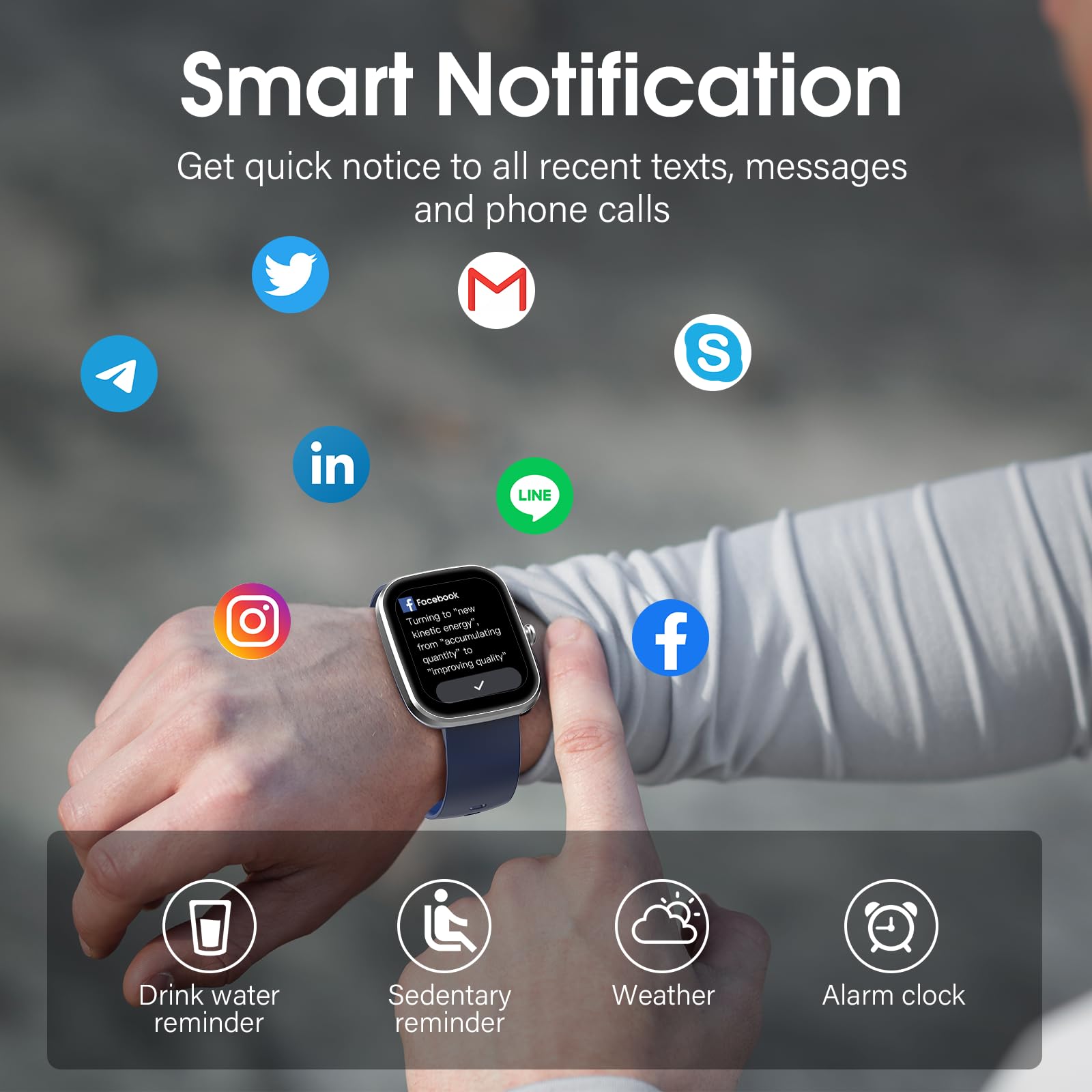 Csasan Smartwatch Uomo Donna con Effettua/Risposta Chiamate, 1.91'' HD Orologio Smartwatch con Contapassi/Sonno/Cardiofrequenzimetro, 110+ Modalità Sportive Fitness Tracker Impermeabile IP68, Blu