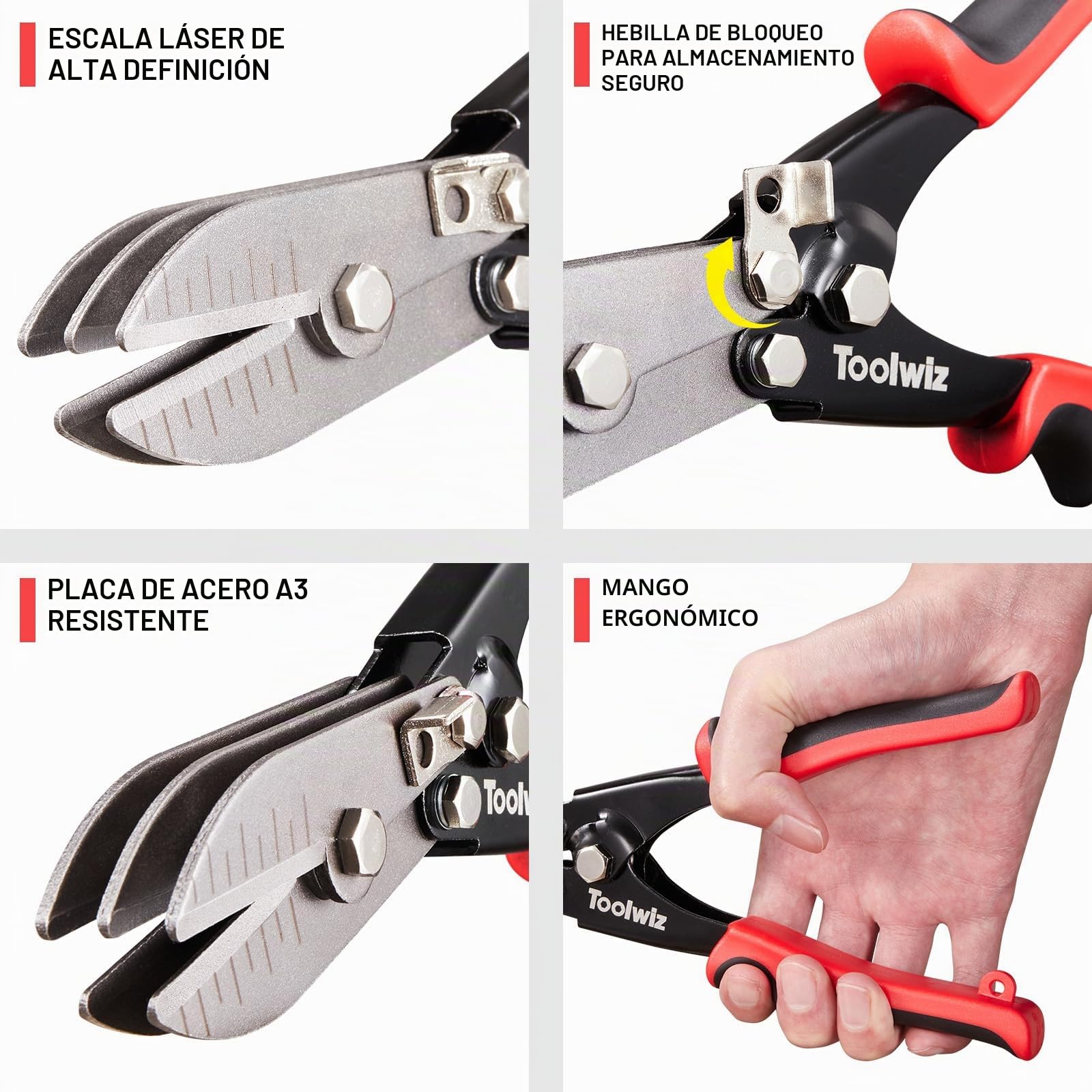 Toolwiz Herramientas de chapa metálica de 5 cuchillas, herramienta de crimpado de conductos para bajante de calibre 24-26, tubo de estufa, acero inoxidable, sistemas de conductos de ventilación,