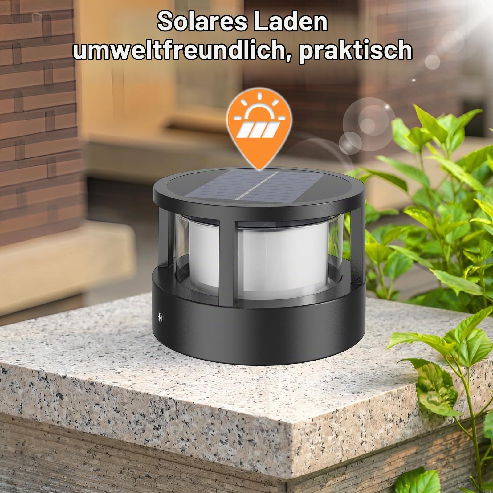 FREEUP Solar Sockelleuchte außen, 3000K, Aluminium, Schwarz
