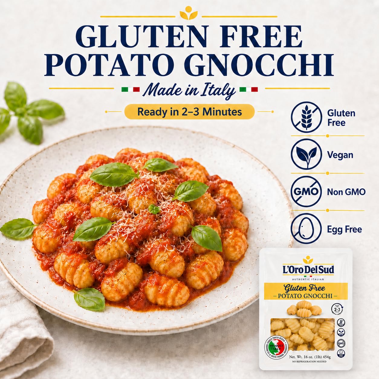 L’Oro Del Sud Gluten Free Potato Gnocchi, 1.1 lb (Pack of 12) image 5