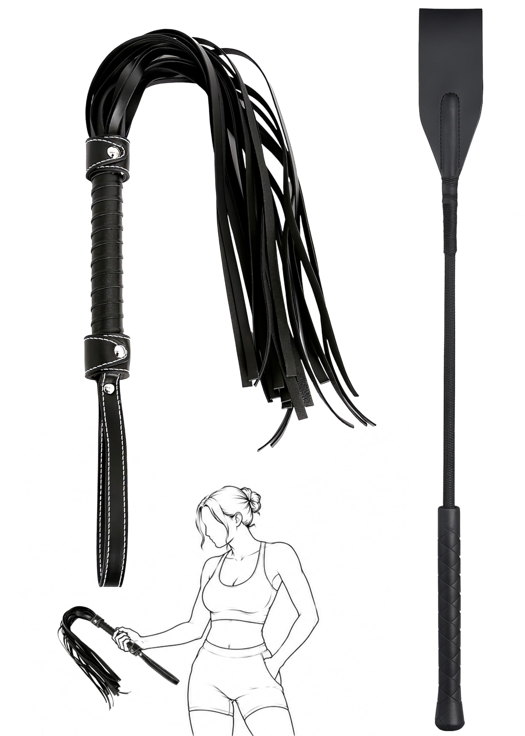 Ridin g Gerte für Pferde, 45,7 cm, Kunstlederpeitsche, 83,8 cm, Pferdegerte für Training, Reitset