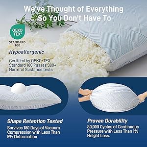 Lyralith Shredded Memory Foam Cooling Soft Bamboo Viscose Pillows King Set of 2, Adjustable Hypoallergenic Hotel Quality Bed Pillows for Side, Stomach or Back Sleeper, Oeko-TEX Certified