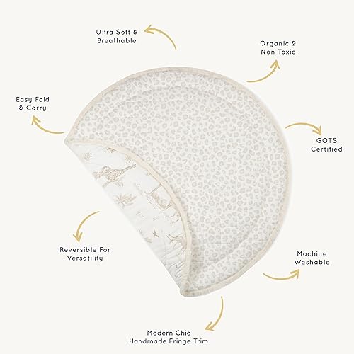 Miniatura 3 de MakeMake Organics Tapete de juego orgánico con certificado GOTS, de algodón orgánico, lavable, reversible, no tóxico, acolchado, con manchas de