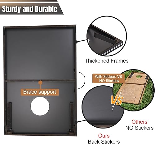 Miniatura 6 de Juego de Cornhole de 4 x 2 y 3 x 2 pulgadas, tamaño reglamentario, con bolsas de transporte y 8 bolsas de frijoles, juegos de lanzamiento de