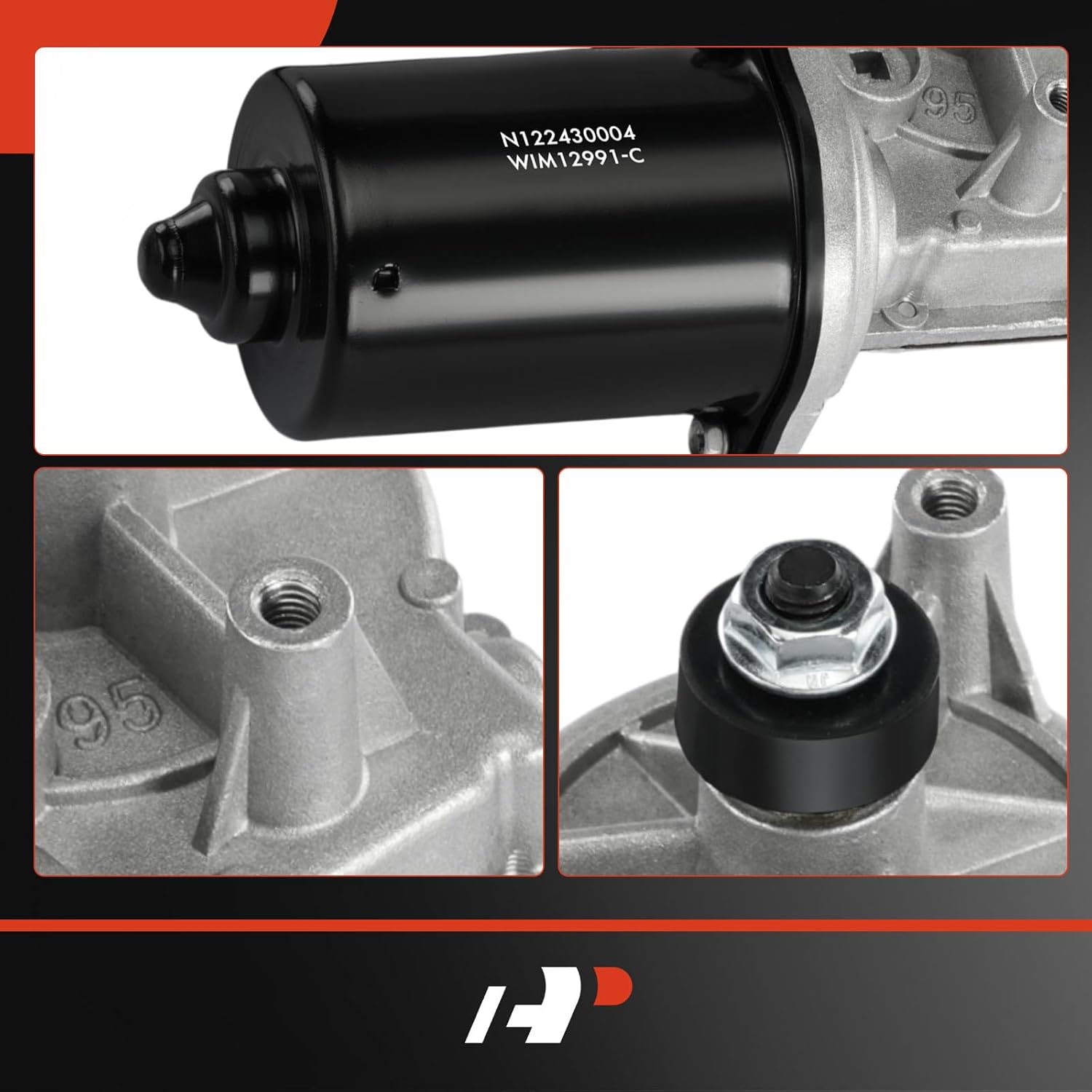 A-Premium Front Windshield Wiper Motor Compatible with Freightliner Cascadia 2008-2017, Century Class 2000-2006, Columbia, Coronado & International Harvester Durastar, LoneStar, ProStar, WorkStar 7600