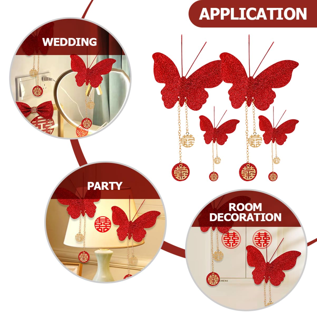 PRETYZOOM 5sets Selbst-adhesive Aufkleber Ornament Schmetterling Ausschnitt Für Hochzeit Party Jahrestag 4 Stücke * 5