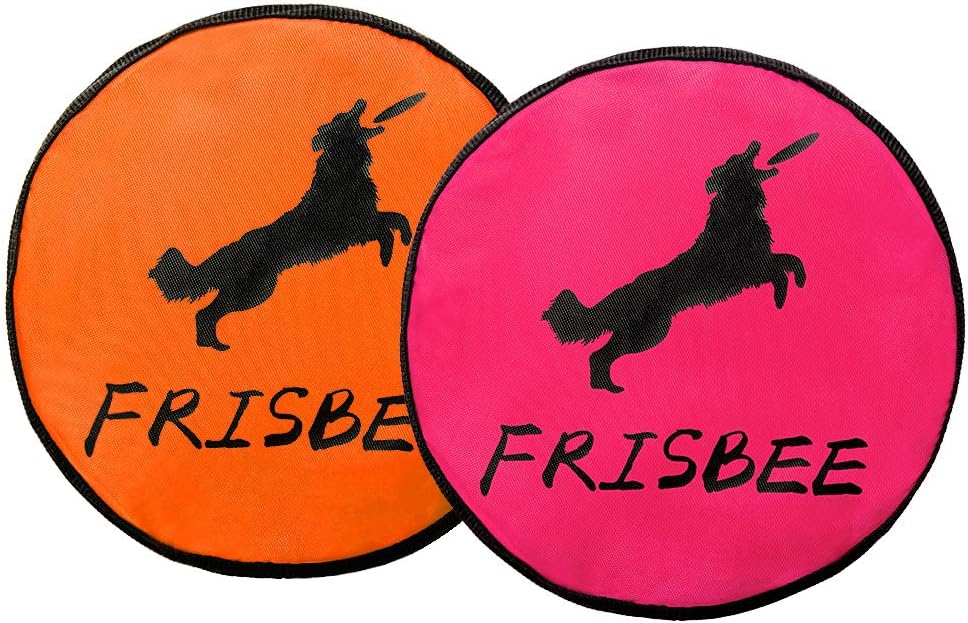 Mihachi 2 Pack Dog Frisbee Indestructible Durable Water Resistant Oxford Cloth Flying Discs Dogs Outdoor Toys