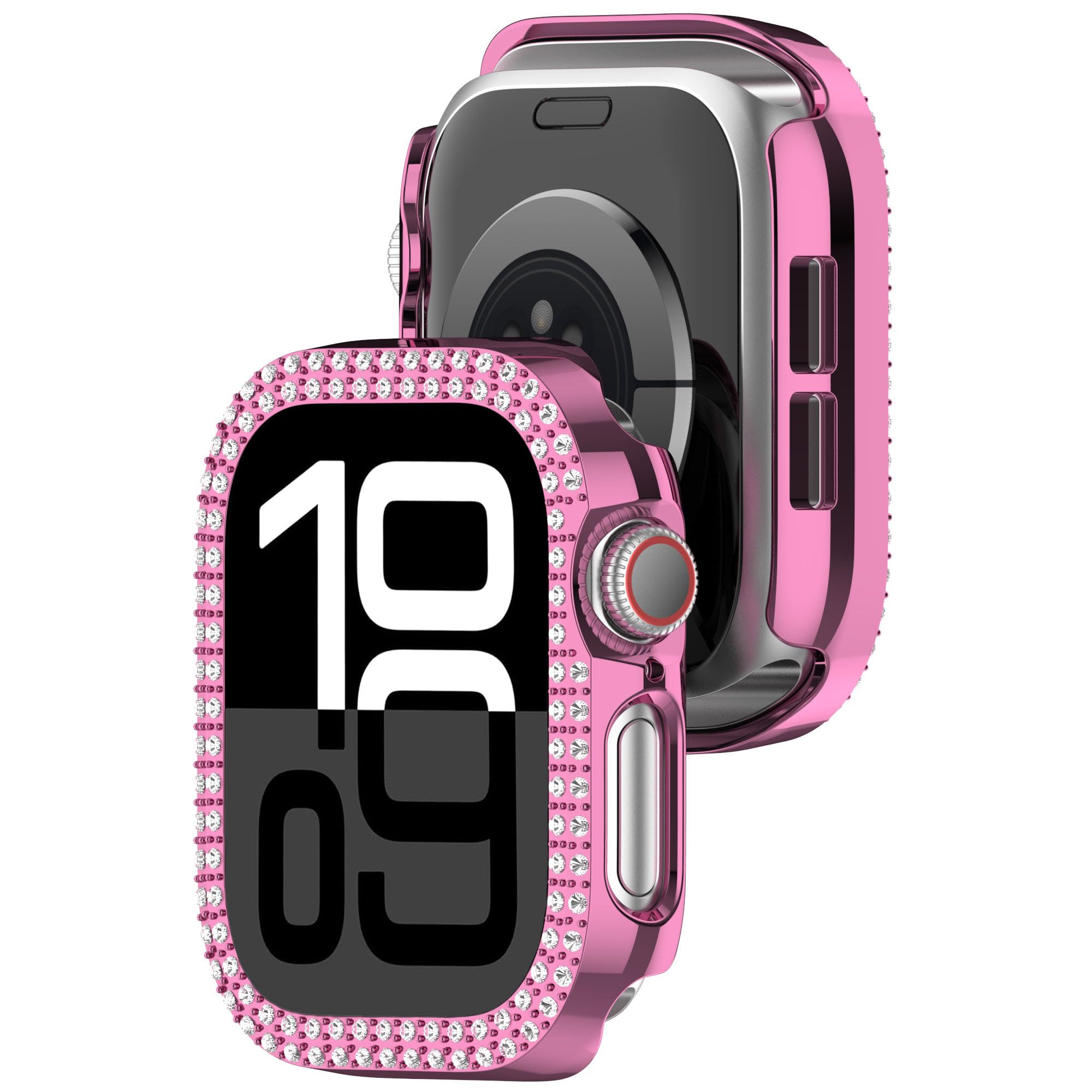 Compatible avec Apple Watch Series 10 de 46 mm - Double rangée de strass brillants - Coque de protection en polycarbonate pour homme et femme (lot de 10, série 10, 46 mm)