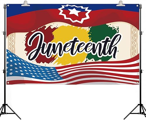 Telón de fondo para cabina de fotos con texto en inglés "Happy Juneteenth Day", decoración de fondo de pared para fiesta afroamericana