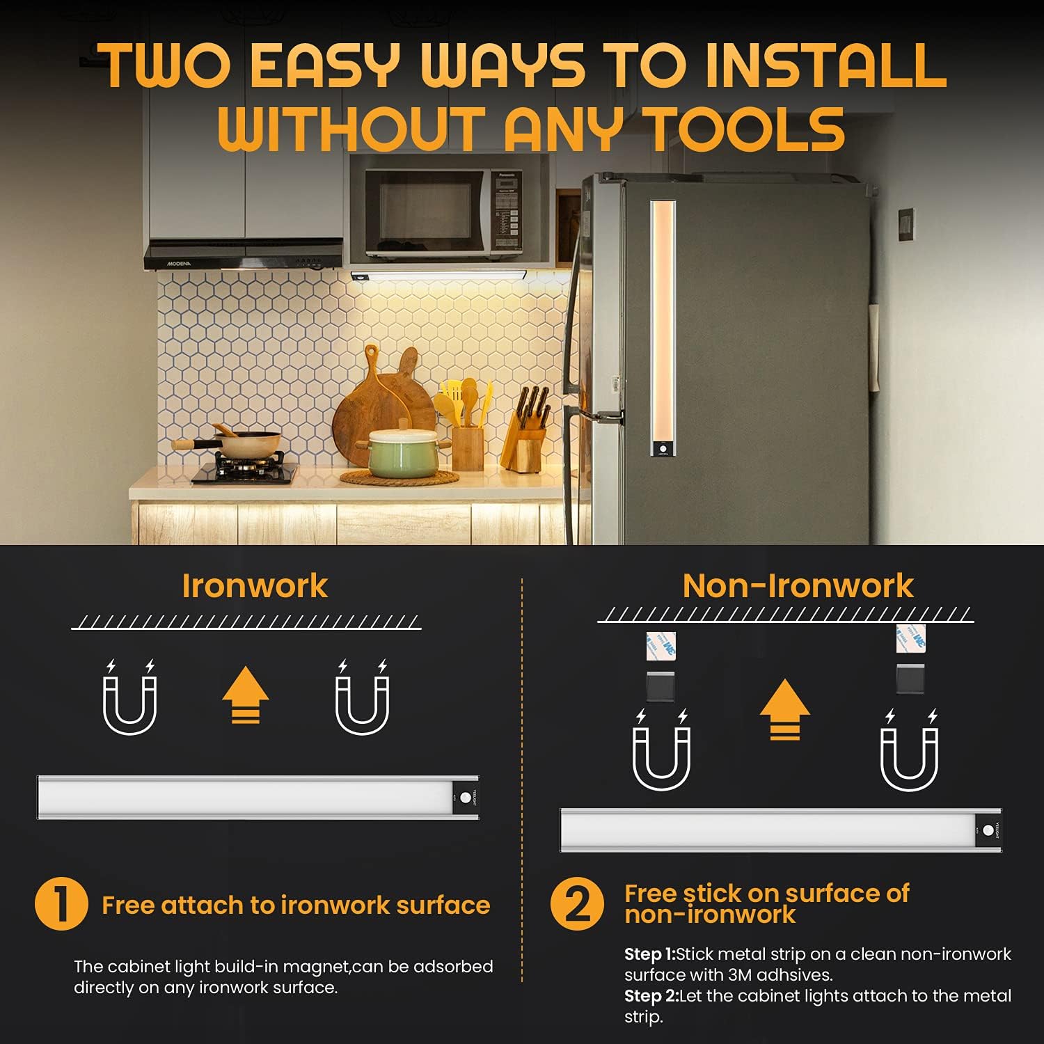 YEELIGHT Under Cabinet Lights, 71 LED Closet Light Motion Activated, Dimmable Rechargeable Under Cabinet Lighting for Closet, Kitchen Cabinet, Wardrobe, Cupboard, Warm White