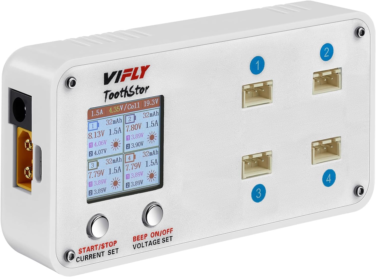 VIFLY ToothStor 4-Port 2S LiPo Balance Charger with Storage Mode