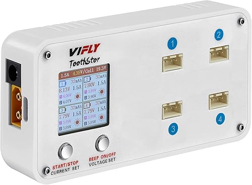 Miniatura 1 de VIFLY ToothStor - Cargador de equilibrio LiPo de 4 puertos 2S con modo de almacenamiento