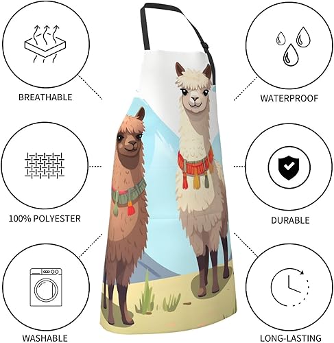 Miniatura 3 de Adjustable Apron Bib for Men and Women Llama And Alpaca Waterpoof Apron Chef Bib for Cooking Dishwashing