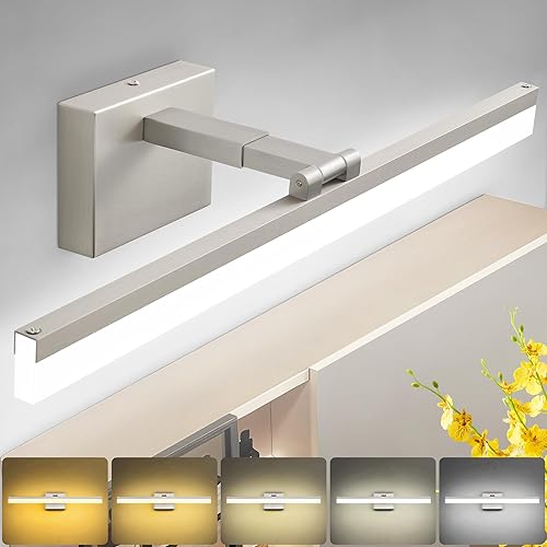 Miniatura 21 de SOLFART Luces LED de Tocador de 24 Pulgadas Níquel Cepillado Lámpara de Baño Luces de Tocador de Baño Sobre Espejo Accesorios de Iluminación de