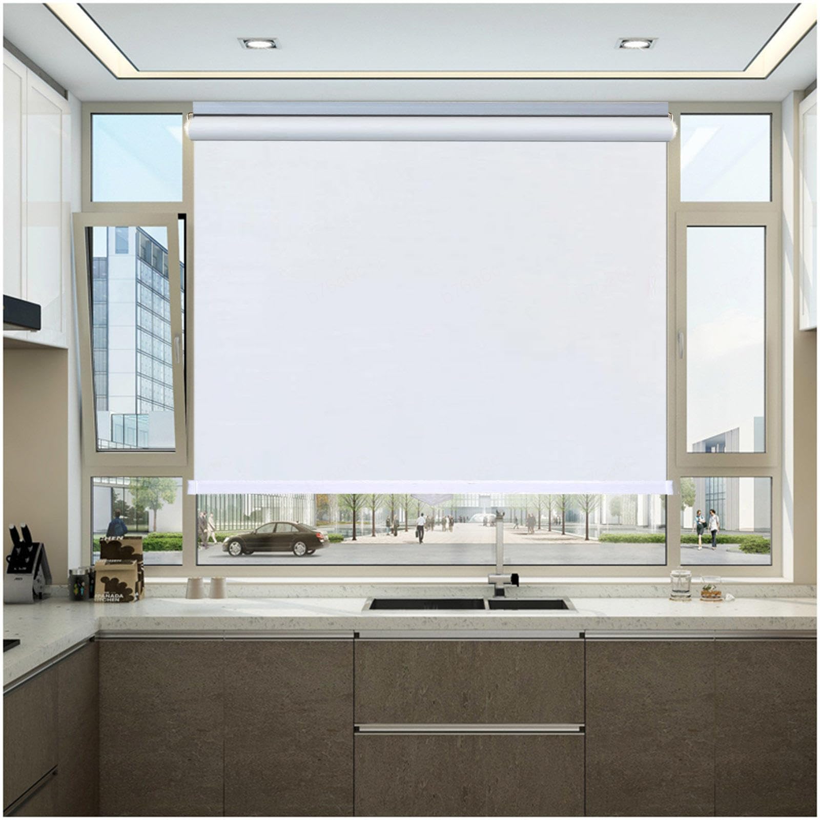 Blackout Roller Blinds No Drilling, Window Roller Shades, Home Sun Shades, Temporary Blackout Curtains, Thermal Blinds 50x125/70x150/95x200cm,white-55x200cm/22 * 79in
