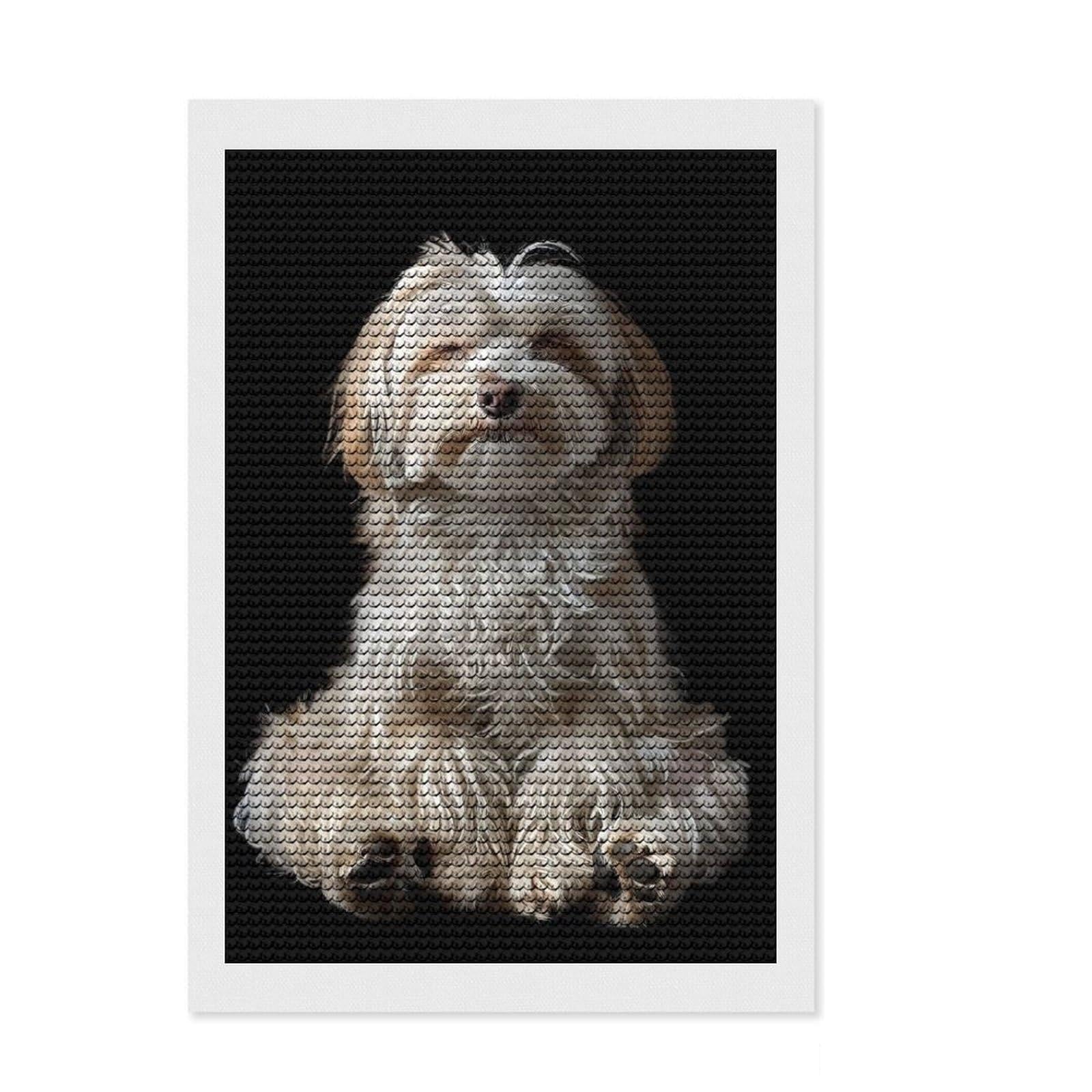 Junmoney Havanese Yoga Relax Round Drill Diamond Painting 8"x12", Relaxing DIY Hobby, Sparkling Round Gems, Modern Decor, for Adults